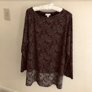 J. Jill  Long Sleeve Print Tunic Size XL Brown Eggplant Black
